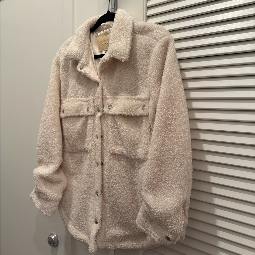 Blank NYC Sherpa Button Jacket White sz M